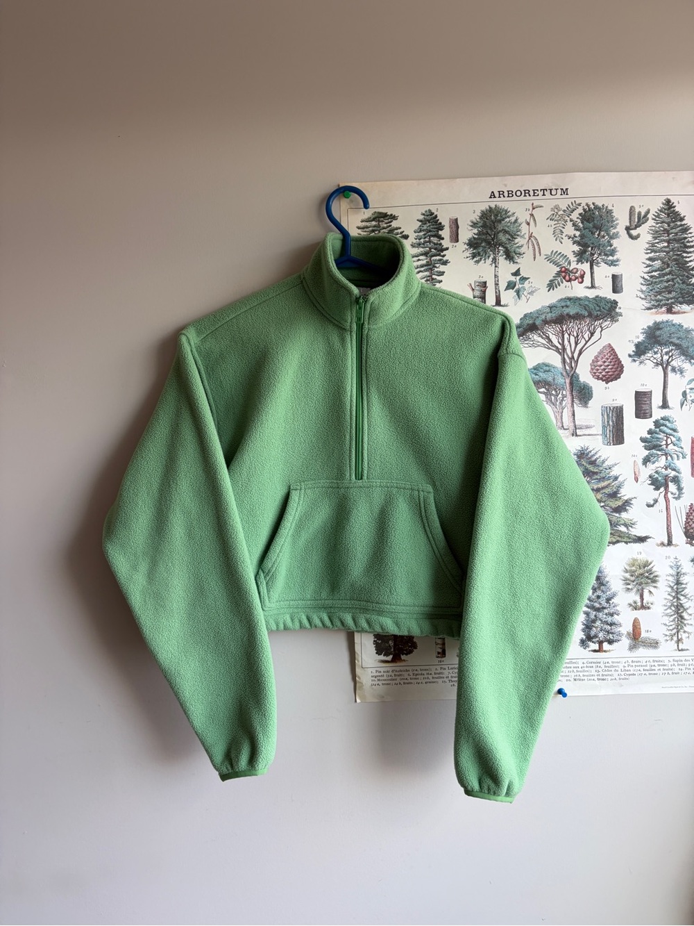 TNA cropped polar fleece quarter zip green XS